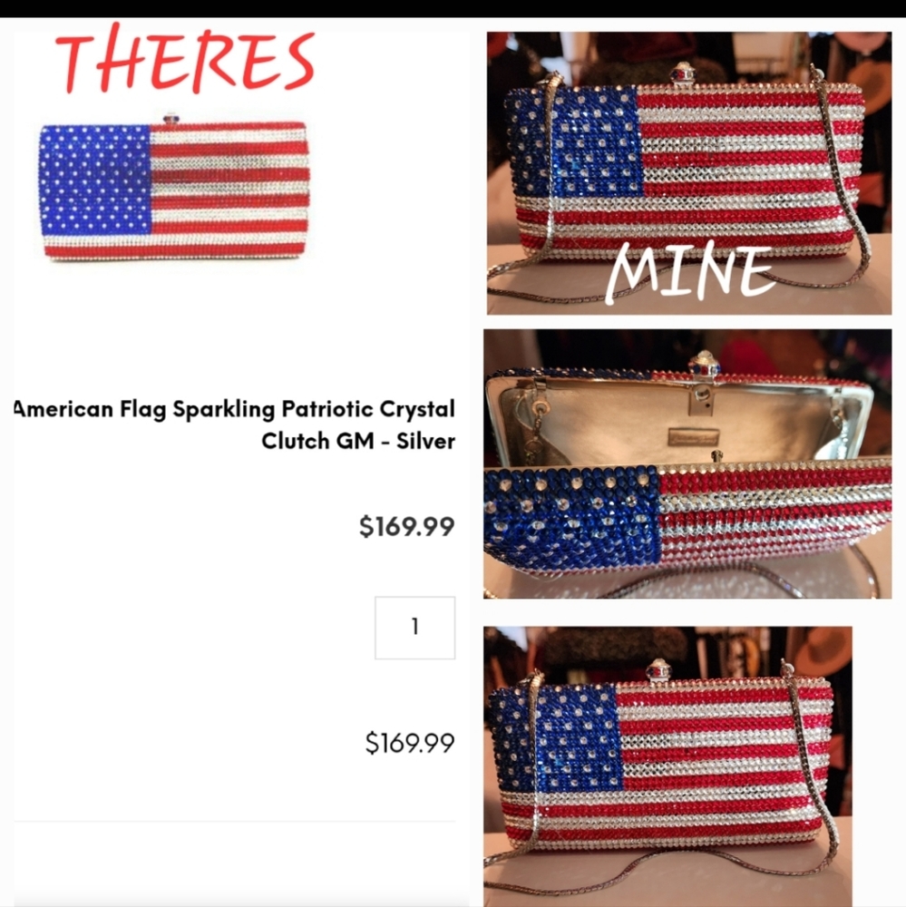 Diamond beaded American Flag clutch handbag